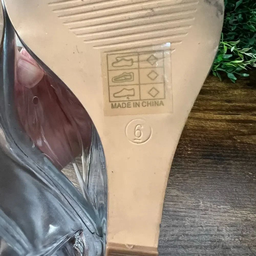 Berness Clare Clear Wedge Pumps 6 Party Pointed Toe Silver Slip On Going Out